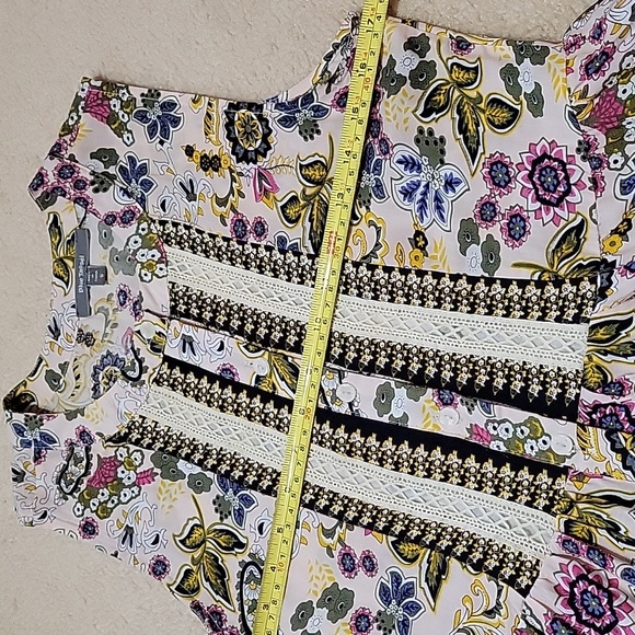 Anthropologie Blue Lace Floral Peblum Sleeveless Blouse US S - Picture 6 of 10